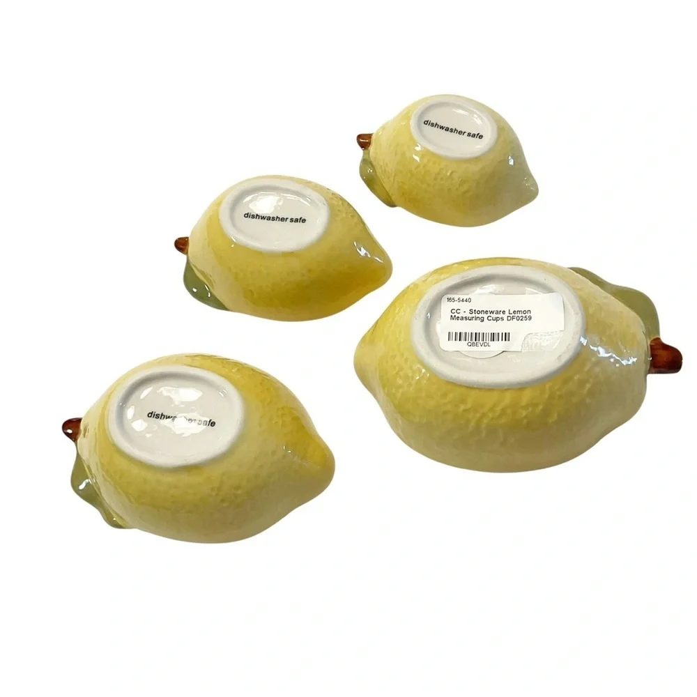 Creative Co-Op Lemon Measuring Cups Set Stoneware 4pc NEW